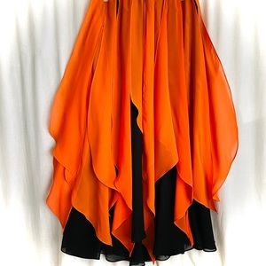 Orange black chiffon skirt with petals. Ameynra belly dance design. Size S. New